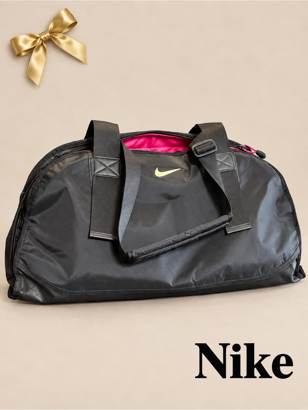Nike Multi Compartment Duffel Gym Travel Bag Black Pink One Size